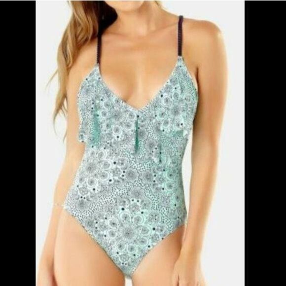 Anne Cole Studio Mykonos Medallion Plunging Neckline Strappy One-Piece Swimsuit - Picture 1 of 7